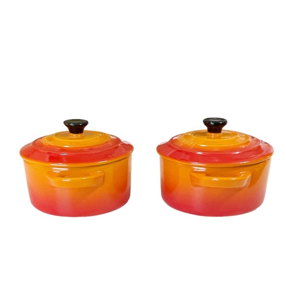 NEW LE CREUSET FLAME Mini Cocotte Set/2 🔥🧡🔥 - Picture 5 of 6